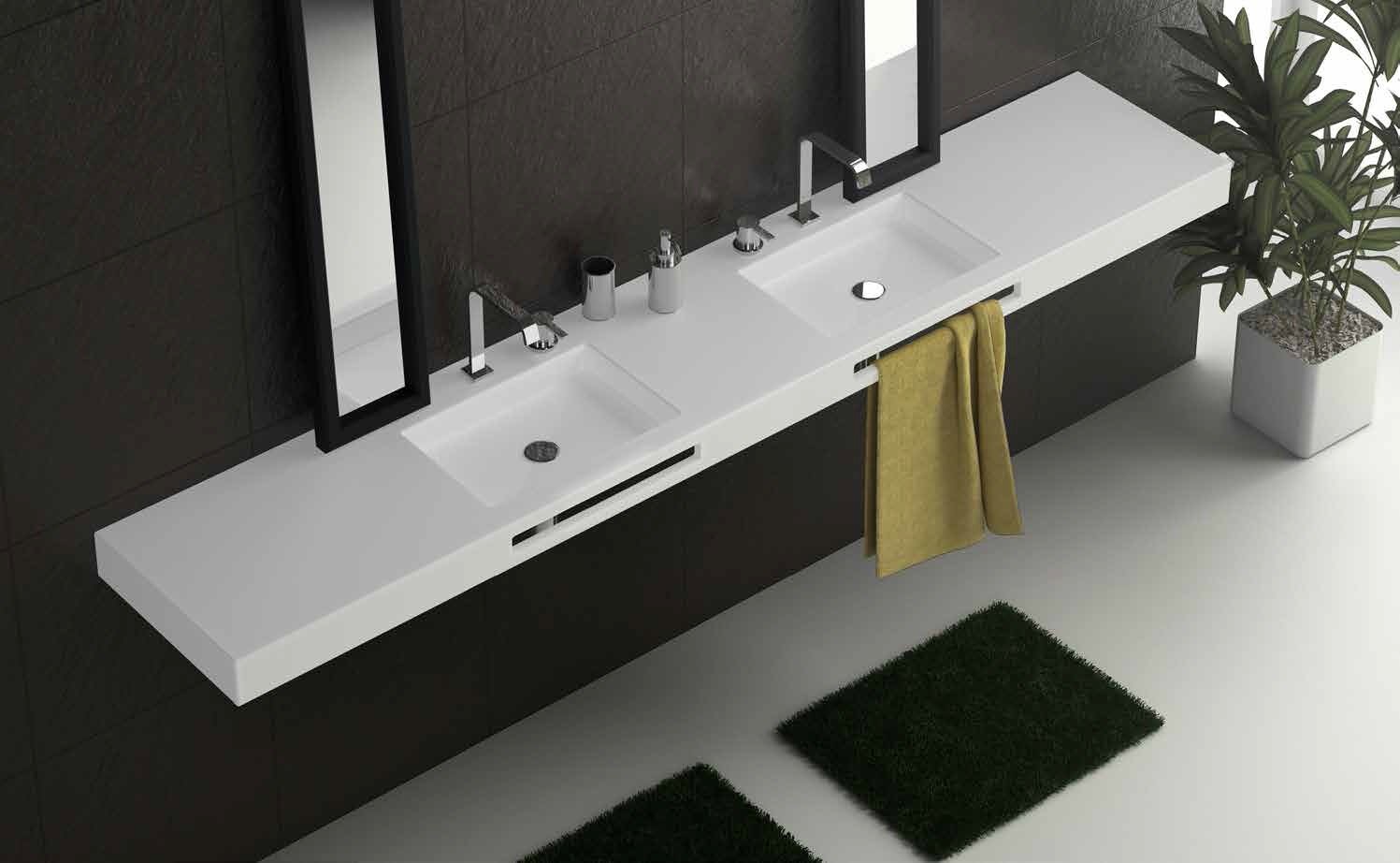 ENCIMERA BAÑO 201-210 CM SQUARE 45X30 MURAL 2 SENOS FALDÓN (TEXTURAS PIEDRA Y LISO) - IBS 